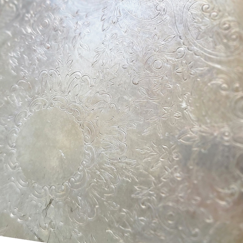 Vintage  1883 F.B. ROGERS SILVER CO.Elegant Silver On Copper Serving Tray - Picture 4 of 7